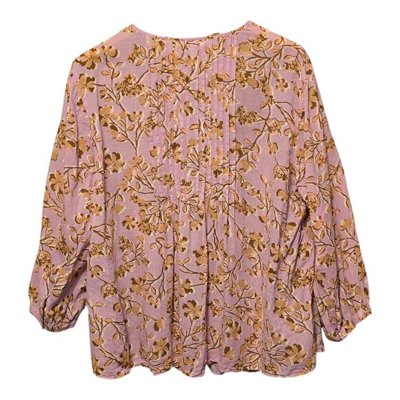 J Jill Womens Button Up Shirt Size 2X Pink Floral Print Long Sleeves Lightweight - Picture 2 of 11